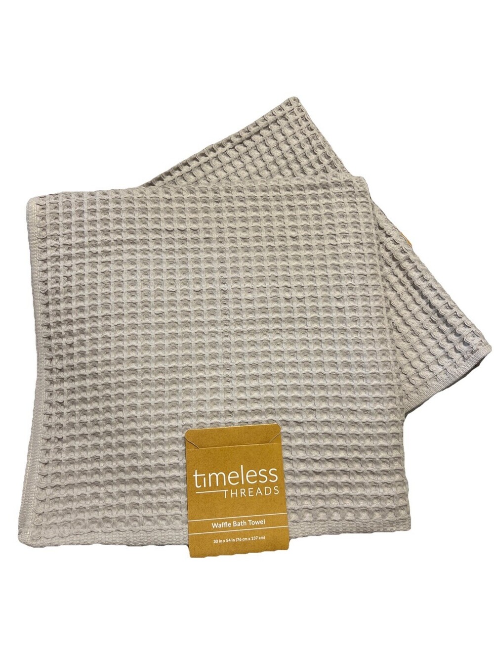 100% Cotton Waffle Bath Towel Timeless Threads Set Of 2 Sand Gray NWT